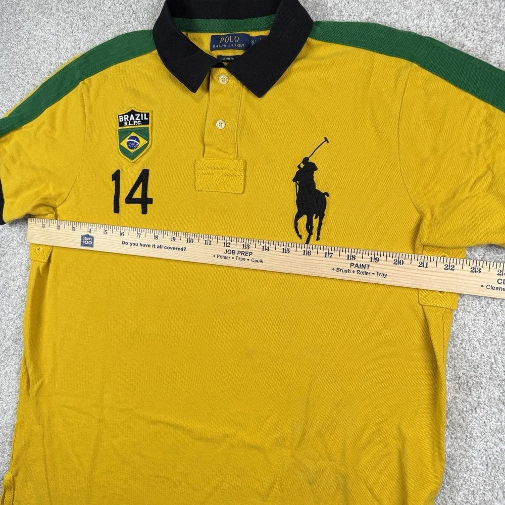 Polo Ralph Lauren Shirt Mens XL Yellow Polo World Cup Olympic 14 BRAZIL RARE